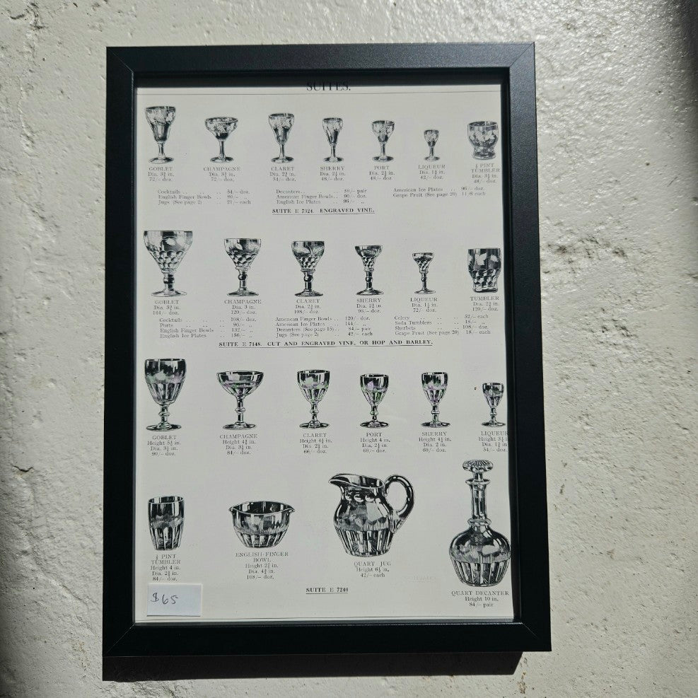 Framed Glassware 1920's Tumblers & More