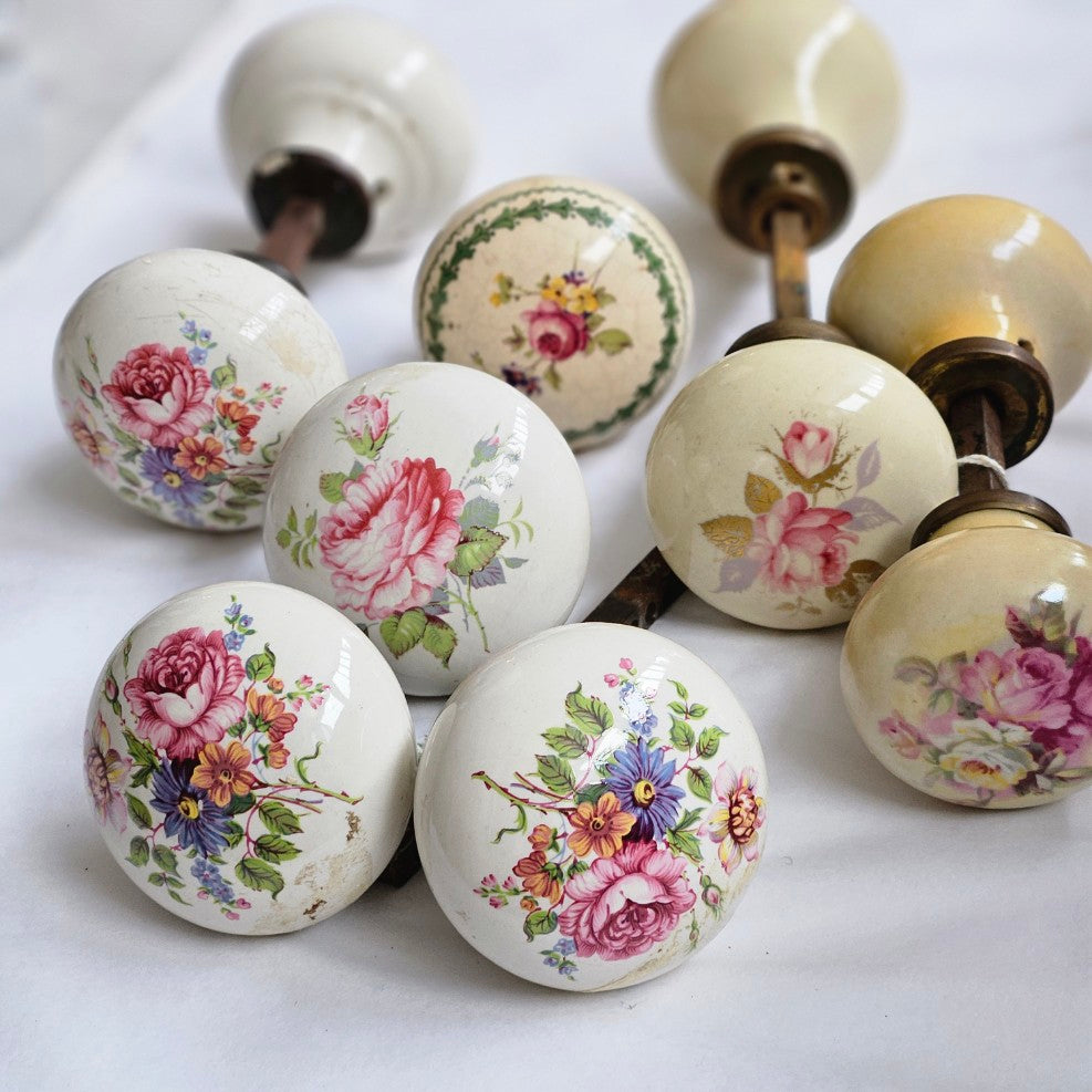 Hand Painted Porcelain Door Handles