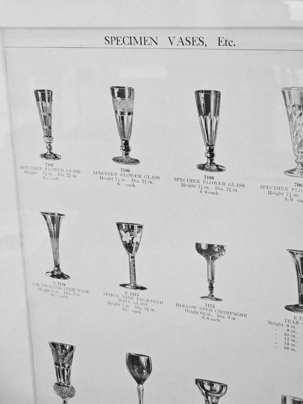 Framed Glassware 1920's Tumblers & More