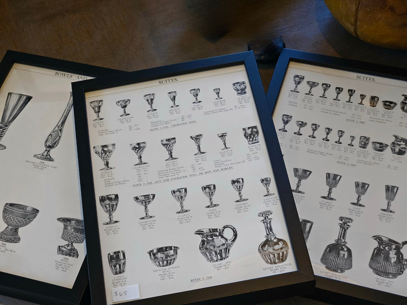 Framed Glassware 1920's Tumblers & More