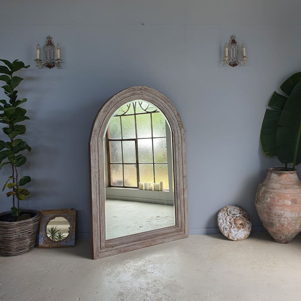 Arched Teak Mirror
