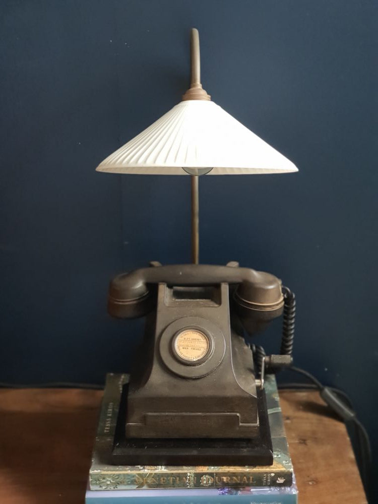 Antique telephone, now as lamp, vintage, byron bay
