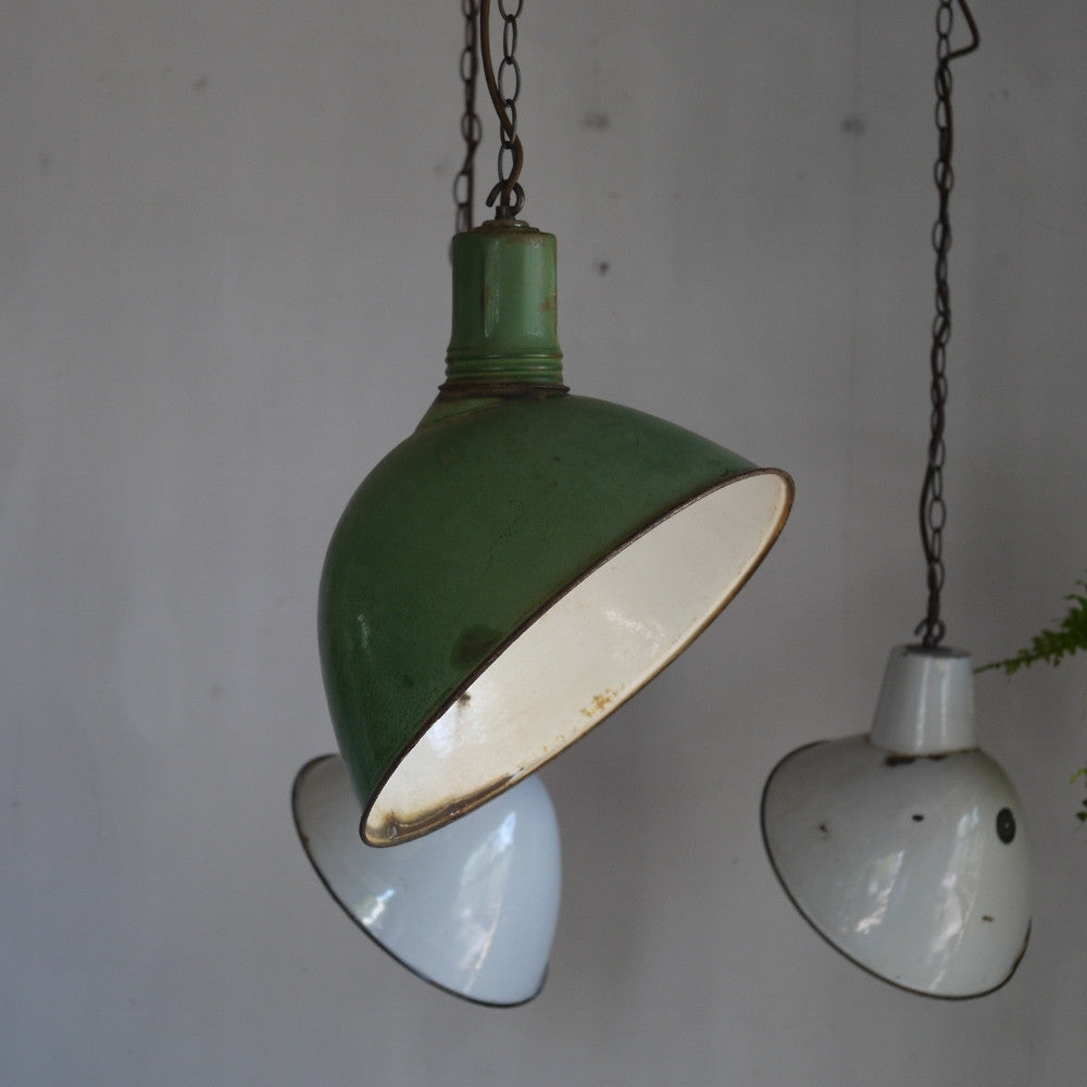 Offset Industrial pendant light, Enamel Industrial Light