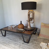 coffee table, low timber table, iron and wood, byron bay