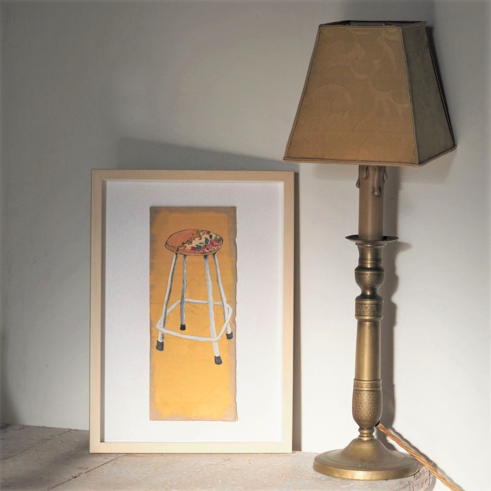 French Brass Candlestick Lamp