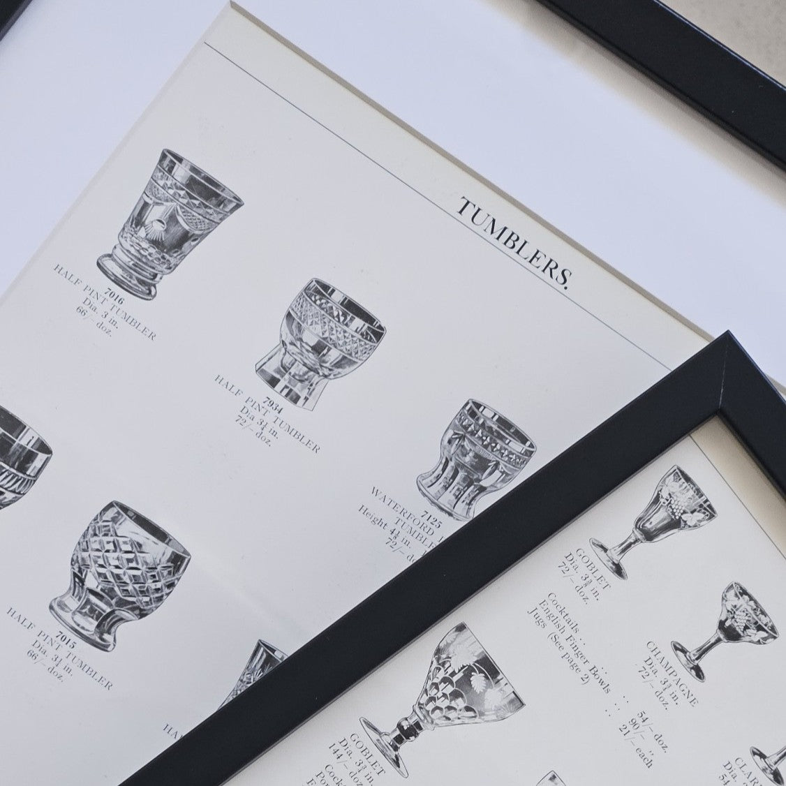 Framed Glassware 1920&#39;s Tumblers &amp; More