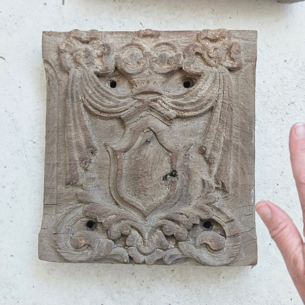 Pair of Carved Teak Plaques