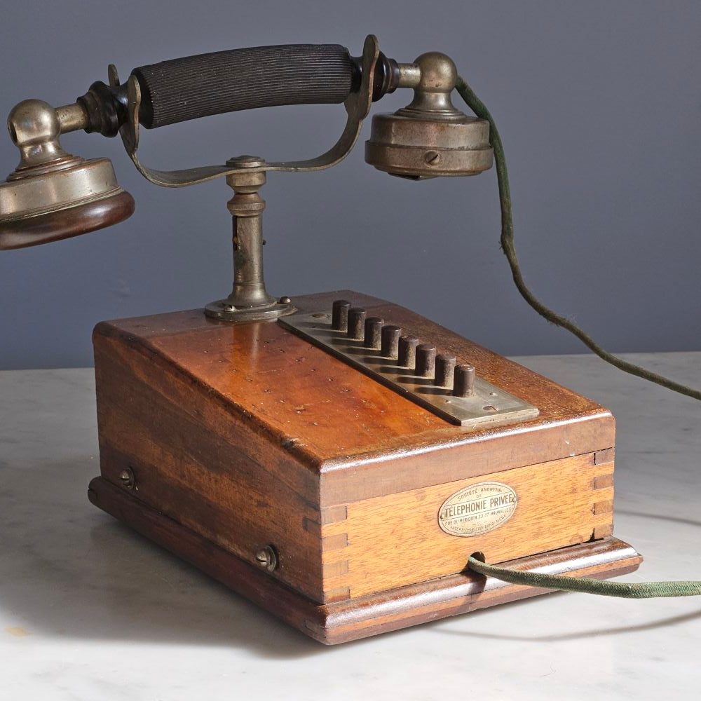 Pair Antique Walnut Telephones