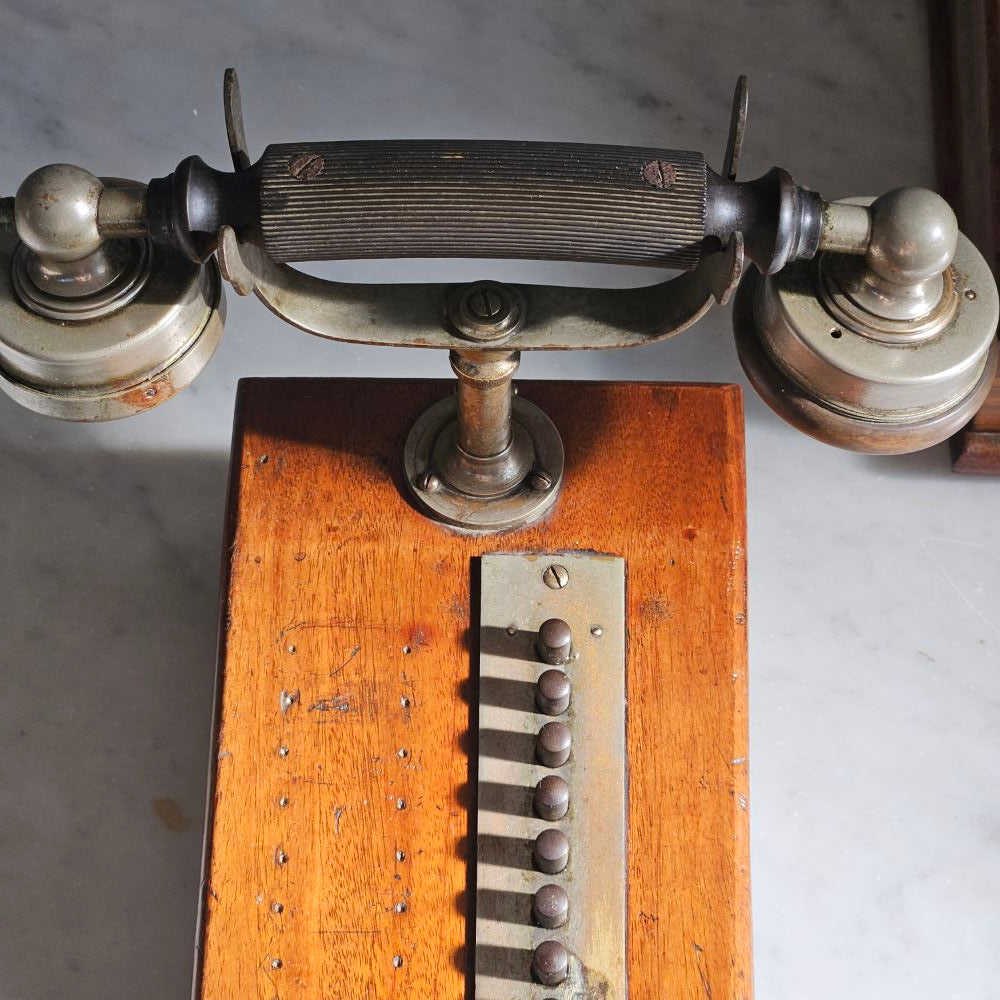 Pair Antique Walnut Telephones