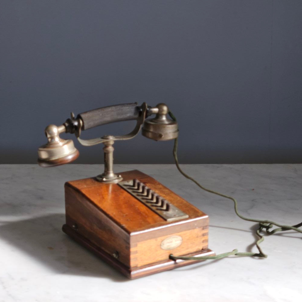 Pair Antique Walnut Telephones