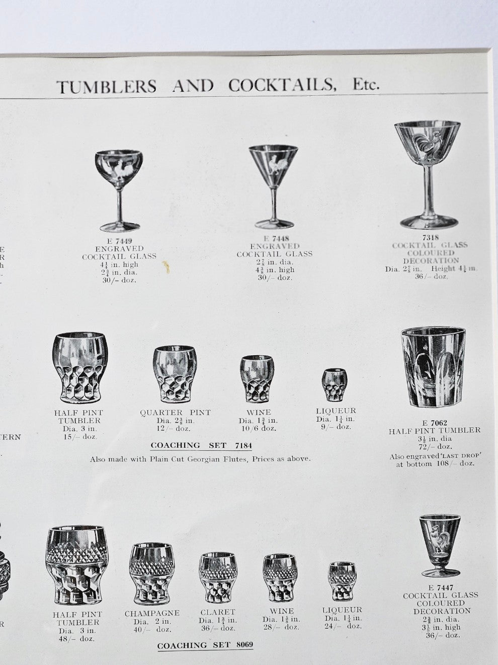 Framed Glassware 1920&#39;s Tumblers &amp; More