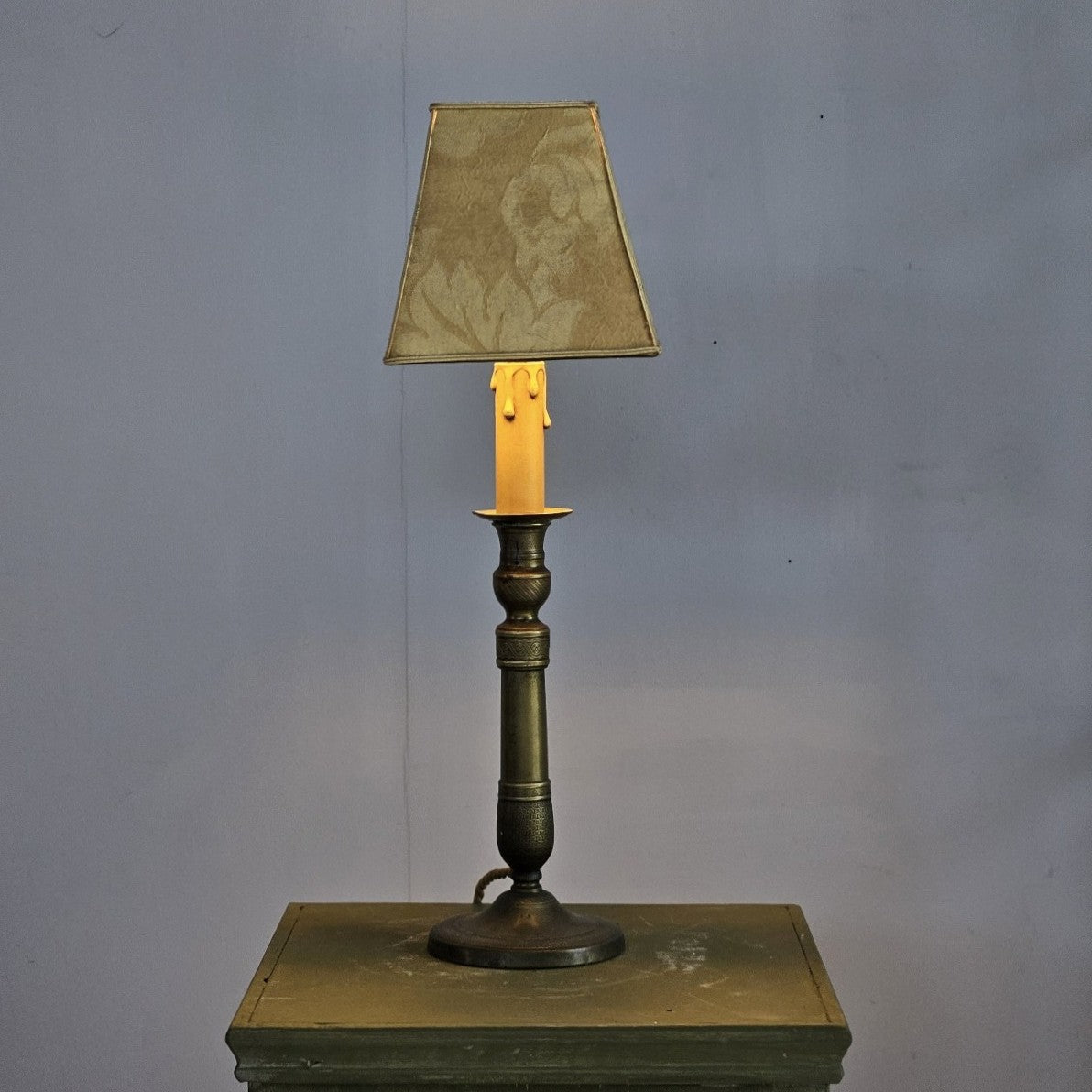 French Brass Candlestick Lamp