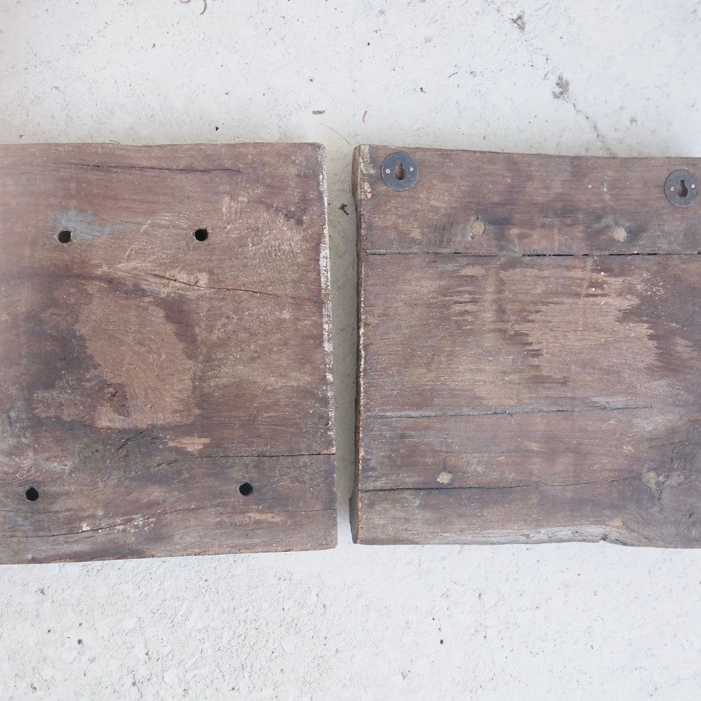 Pair of Carved Teak Plaques