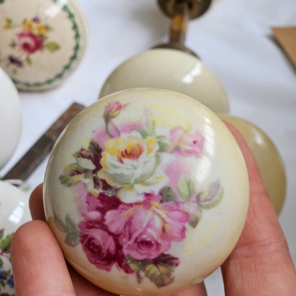 Hand Painted Porcelain Door Handles