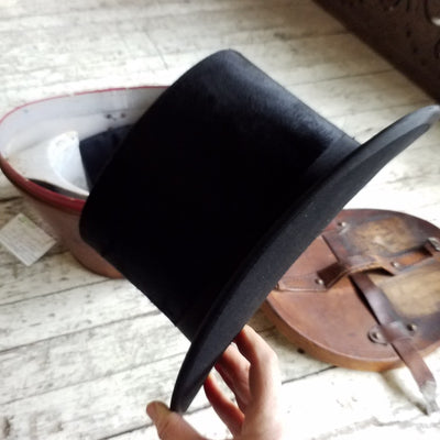 Top hat I made out of leather sourced from vintage Louis Vuitton luggage  the top hat is a vintage dance top hat. : r/somethingimade