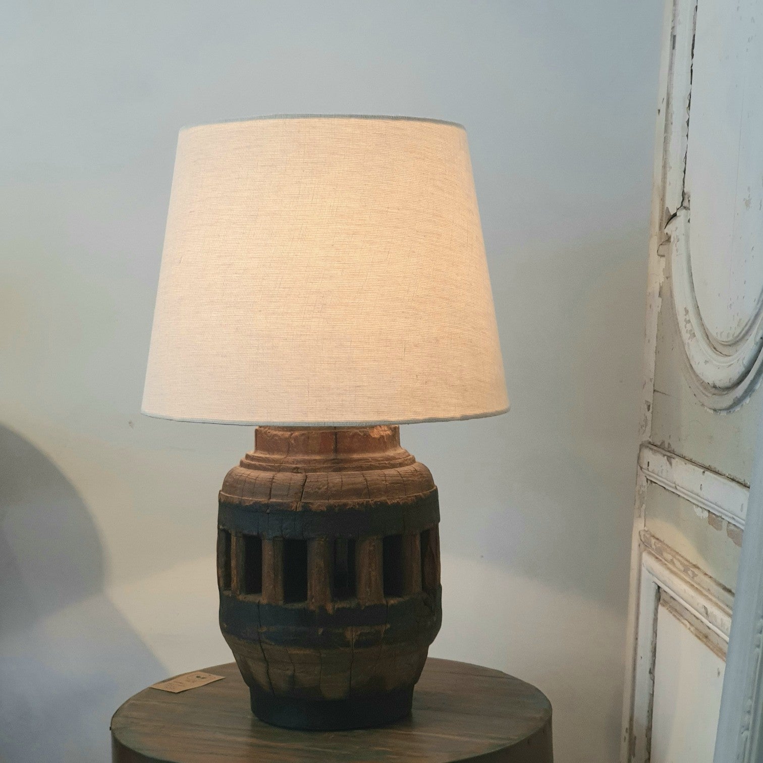 Antique wagon deals wheel hub lamp