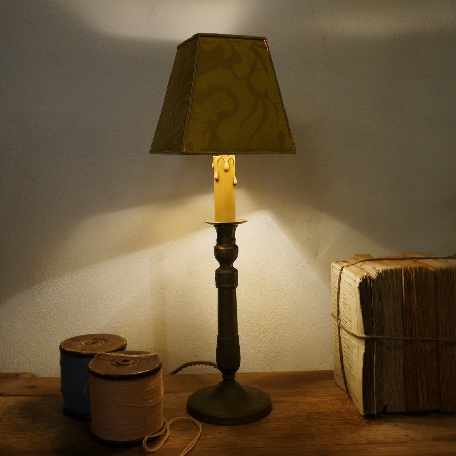 French Brass Candlestick Lamp