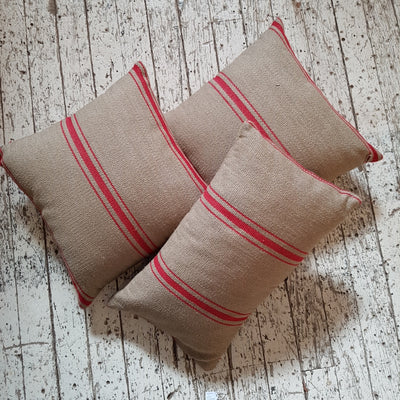 Natural - French Red Stripe Cushion