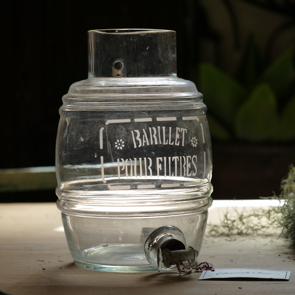 french glass bottle, water filter