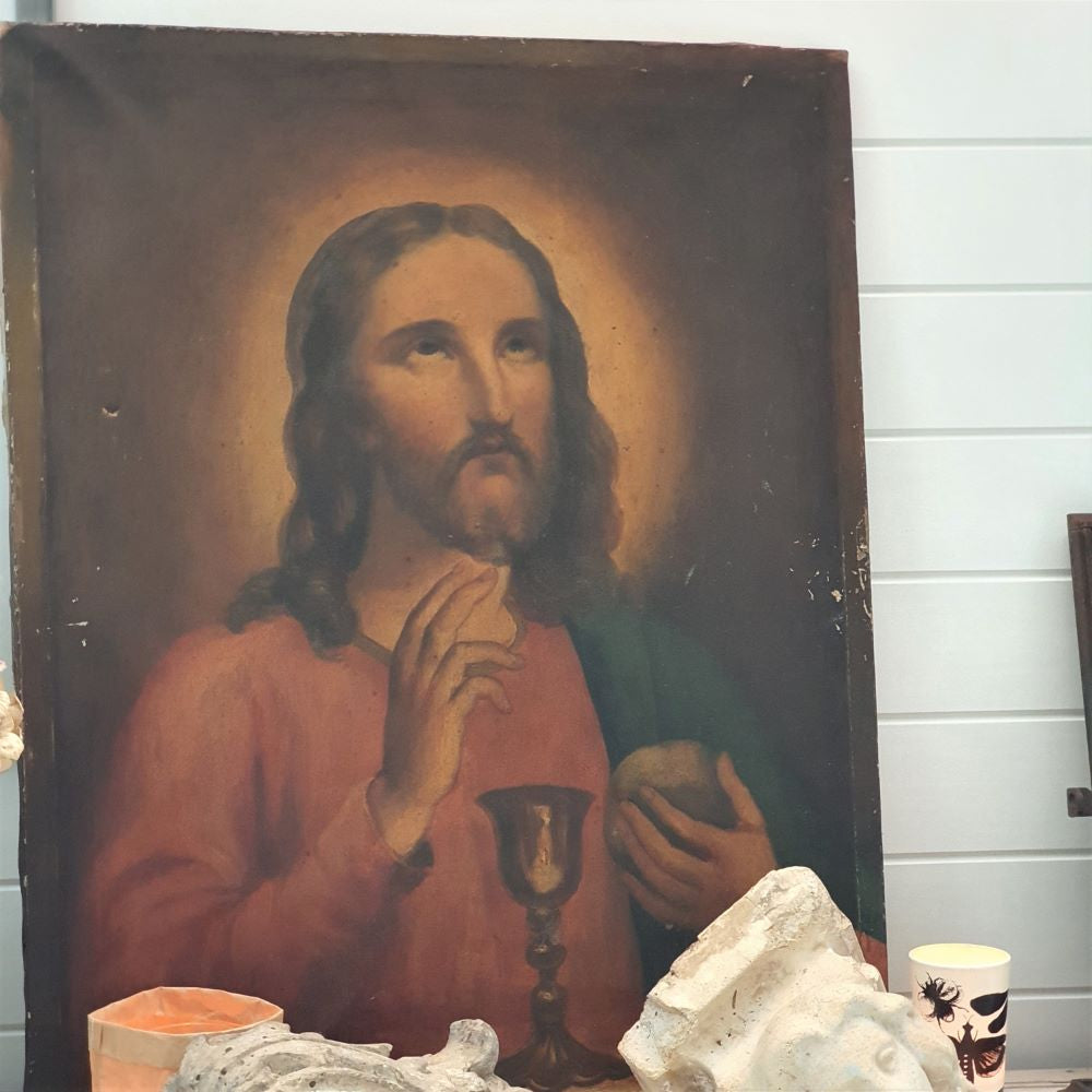 19thC Oil Painting -  Jesus