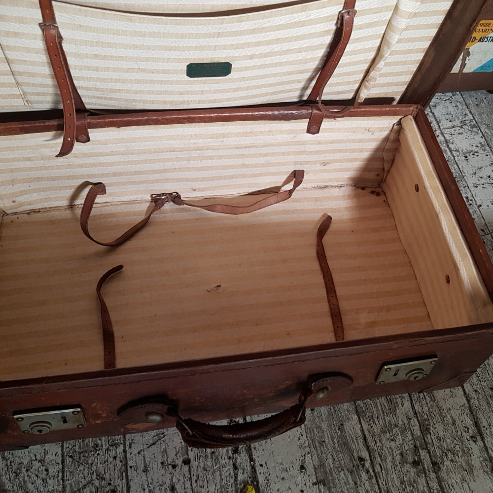 interior, leather suitcase